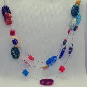 1663 Milleflori blown glass beaded necklace